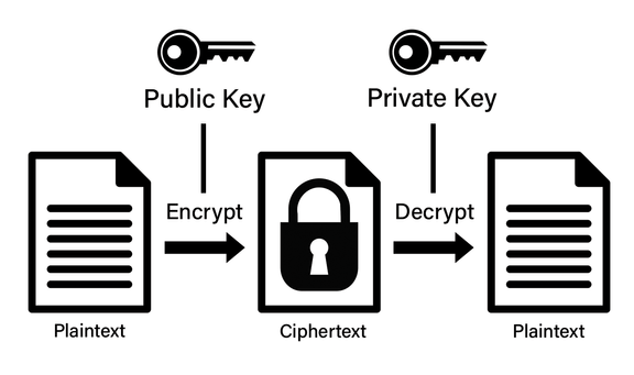 Asymmetric Encryption and how it encrypts and decrypts using a two different keys
